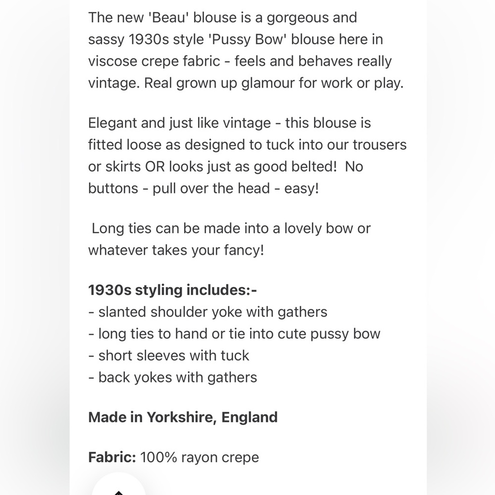House of Foxy NWT 1930s/40s style bow blouse UK 16 (US 12 - see size chart) - Picture 5 of 5